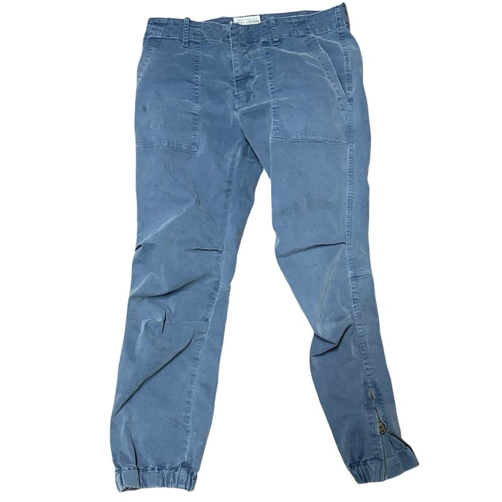 Nili Lotan Cropped Military Pants Womens 2 Cargo Jogger Blue Zip Ankles Utility